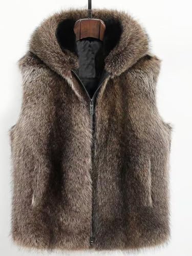 Image of Idopy Men's Winter Faux Fur Sleeveless Vest Gilet | Soft thick faux fur waistcoat, warm sleeveless outerwear for winter daily casual party street outfits