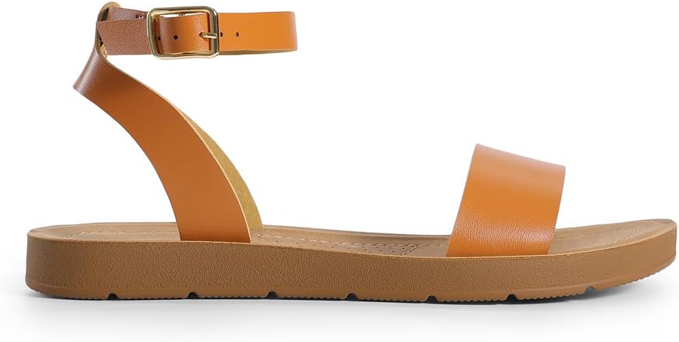DREAM PAIRS Women’s One Band Ankle Strap Buckle Flat Sandals - Image 2