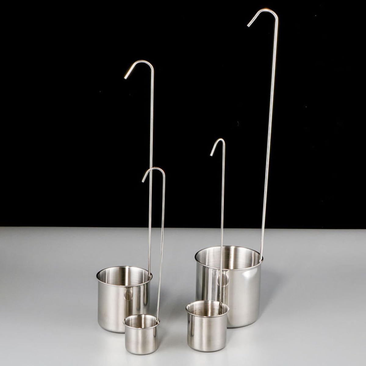 Abaodam Set 5 Pezzi Imbuto da Cucina e Mestolo in Acciaio Inox 50-500ml con Manico, Cucchiaio per Salsa e Olio, Utensili Versatori Multifunzionali per Olio, Vino e Salsa, per Casa