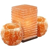 Crystal Allies Gallery: CA SLS-PILLAR-14cm-2pc Combo Natural Himalayan Salt Pillar Lamp and 2 Piece Natural Candle Holders