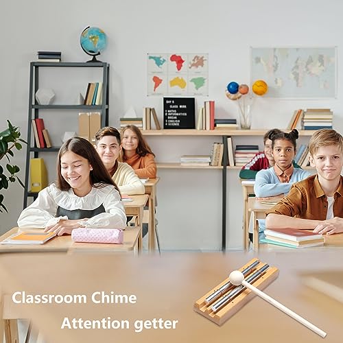 LIEKE 2 Tone Hand Chime Bell Instrument for Meditation Sound Healing, Classroom Chime Management Tool for Teachers