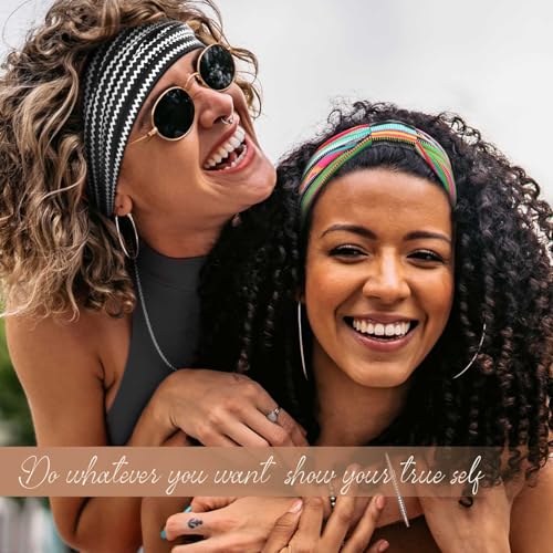 Image of Awumbuk Wide Headbands for Women Knotted No Slip Head Bands Soft Turban Headband Hair Accessories Boho African Solid Color Head Wraps for Women Yoga Workout Pack of 6