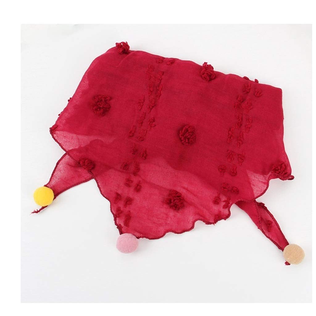Otoño Invierno Algodón Lino Bola de Piel para niños Bufanda Triangular Versión Coreana Color Puro Niños Niñas Bufanda Marea Bufanda cálida (H)