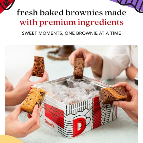 David's Cookies Assorted Brownies Gift Tin - 20 Slices of Individually Wrapped Gourmet Brownies - Delicious Variety of Flavors, Fresh Baked Snacks - Ideal Brownies Gift Basket For Special Occasions