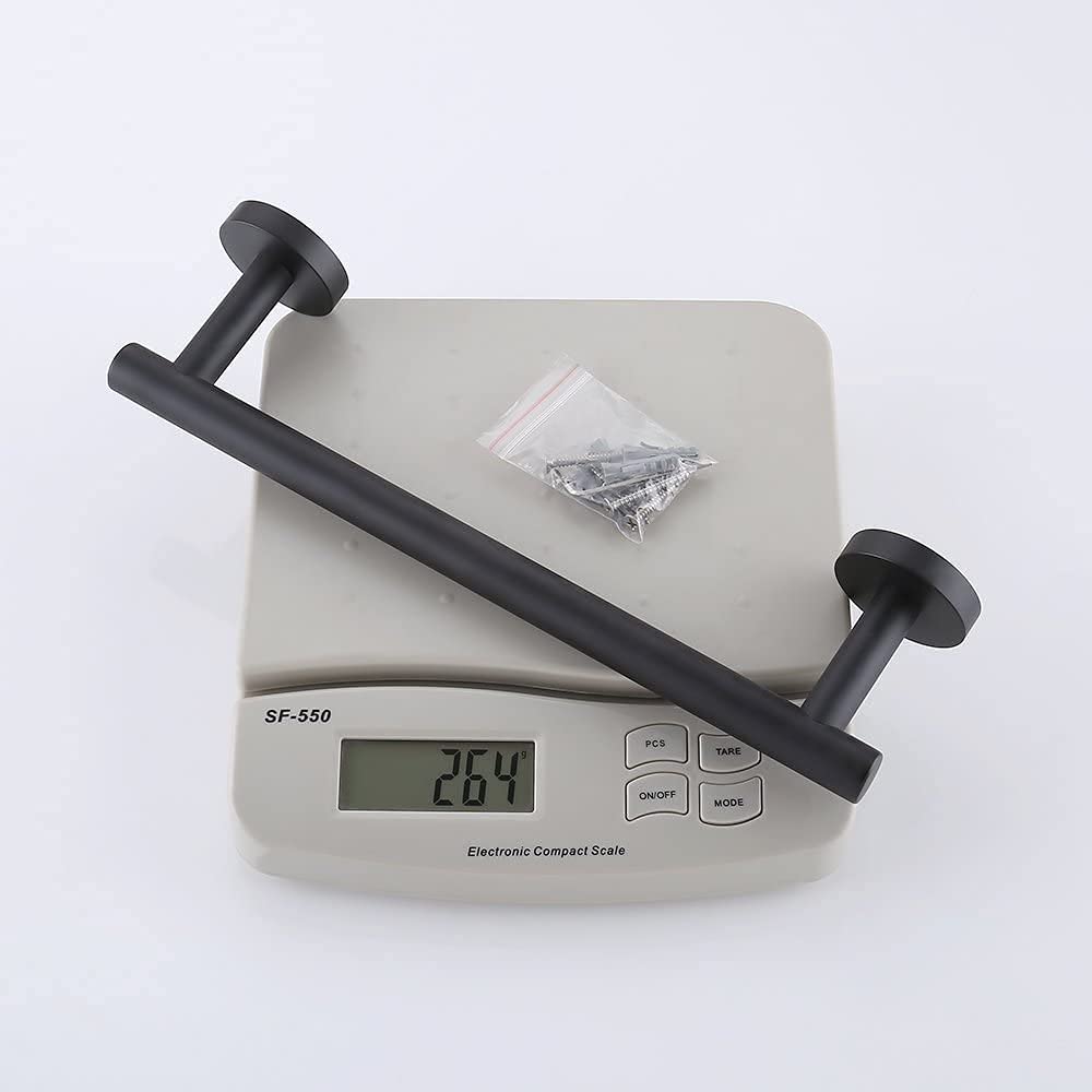ISCBAFYX Porta Asciugamani Porta Asciugamani da Bagno in Acciaio Inox: Finitura Nero Opaco, Porta Asciugamani a Parete con Asta Lunga 30 cm