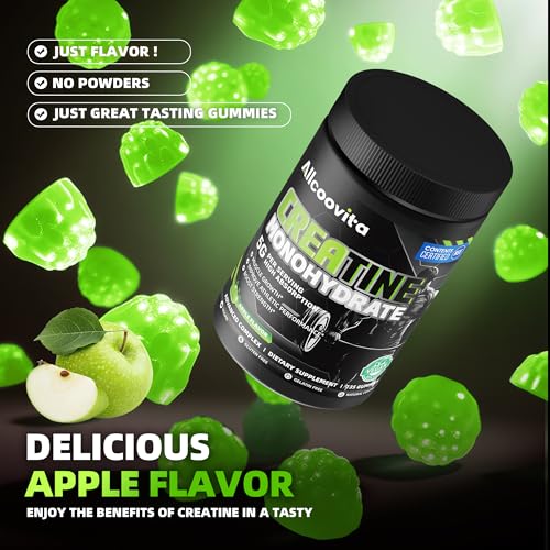 Image of Creatine Monohydrate Gummies, NSF Certified, 5g Dose for Men & Women to Support Muscle, Strength, Recovery, Cognitive Health & Memory, Apple Flavor, 135 Gummies