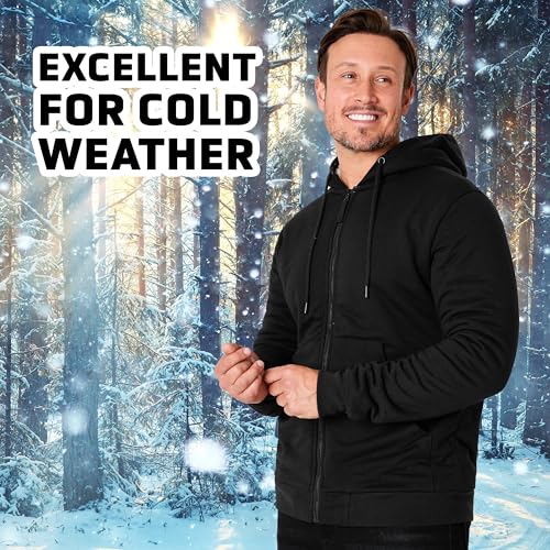 CityComfort Mens Hoodie with Fleece Lining - Zip Hoodie Men Teenagers M-3XL Warm Cosy Outerwear Full Zip Loungewear - Gifts for Him (Black, M) - Image 2