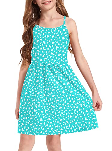 Toddler Girls Sleeveless Dress Summer Casual Floral Boho Swing Beach Holiday Dress 6-12T Aqua Green #TOP14