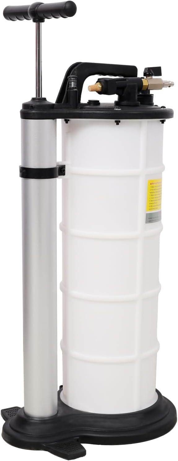 9L Pneumatic/Manual Oil Extractor Pump White+Black Versatile Automotive Fluid Evacuator for Cars, Motorcycles, Boats Efficient Maintenance Tool