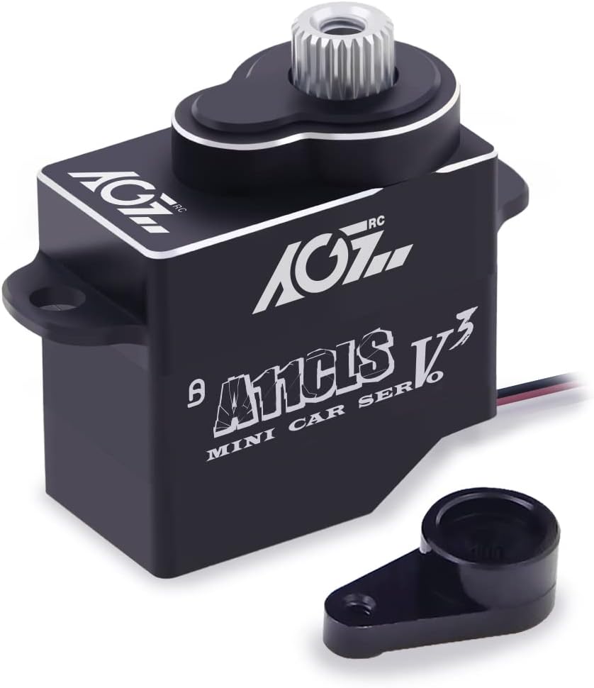 AGFRC Mini-Z-Car Micro RC-Steering Servo - 1.4KG Upgrade Programmable 0.050sec High Speed Full Metal Gear Mini Digital Coreless Black Servo, Control Angle 180° (A11CLS V3)
