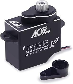 AGFRC Mini-Z Car 0.05Sec RC Micro Drifting Servo A11CLS V3 Black | 1.4kg Torque, Titanium Gear, Coreless Motor, Programmable, Fits Mini-Z, 1/24-1/28 Scale RC Cars. 20x21x11.3mm, 11g