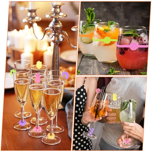 Kasanni Glasmarkierer 70 Pcs Glas Markierung TrinkgläSer Wiederverwendbar Glasmarkierer Silikon Geeignet FüR Bar-Partydekorationen Wie WeingläSer, ChampagnergläSer, MartinigläSer Usw.