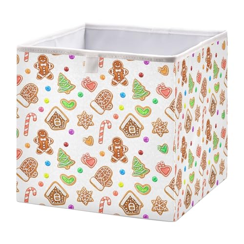 Ewusp Scatola portaoggetti a forma di omino di pan di zenzero, 28 x 28 cm, pieghevole, per armadio, cestino per giocattoli per cani, cestino per bambini, per cameretta dei bambini, camera da letto