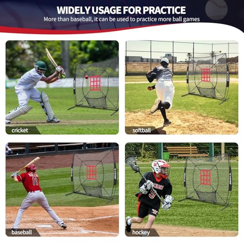 image for BAGAIL 7x7 ft Baseball & Softball Practice Net with Bow Frame for Batt