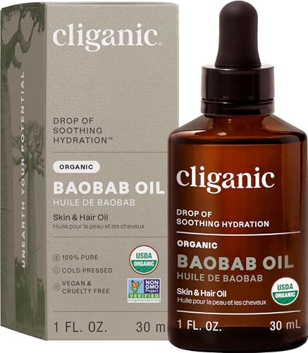 Cliganic Organic Baobab Oil, 100% Pure - For Face & Hair | Natural Cold Pressed Unrefined (Packaging...