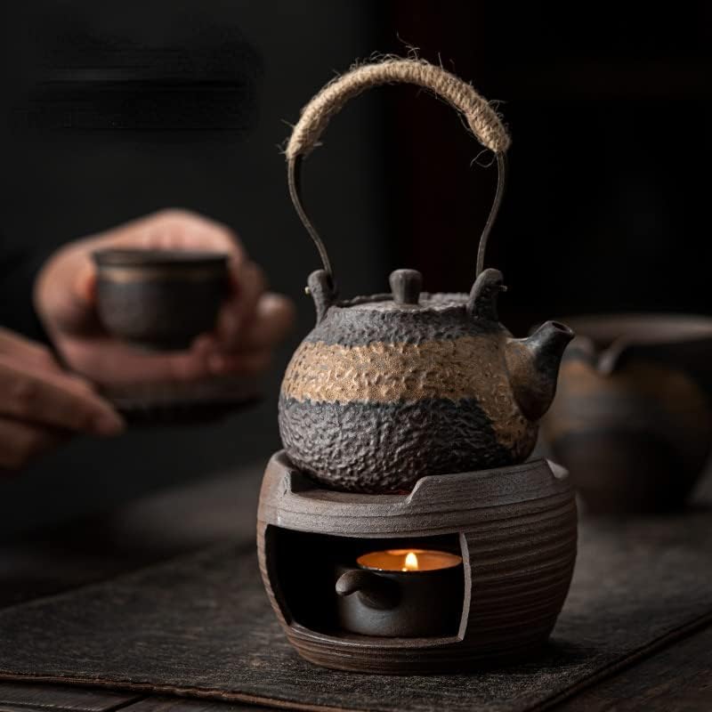 kkekos Clay Ceramic Teapot Warmer with Candle Holder Stand Japanese Vintage Tea Heater Tea Stove Warmer Wax Melt Warmer (TYPE1)