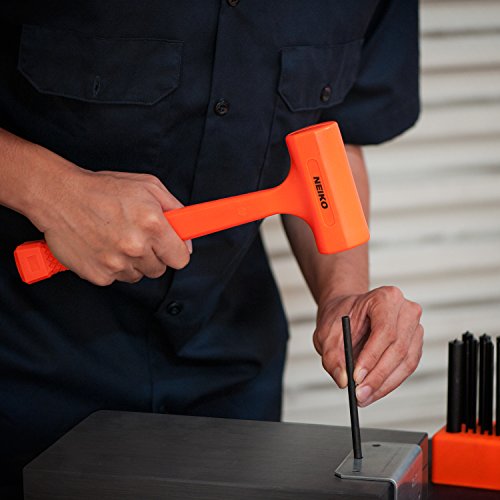 image for Neiko 02846A 1 LB Dead Blow Hammer, Neon Orange I Unibody Molded | Che