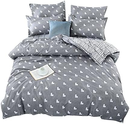 Bedding sets 3-pieces Microfiber Duvet Cover Set Full Queen Size,White Gray Grey Right Angle Diamonds Patterns Design Prints,Without Comforter (Full/Queen, (1Duvet Cover+2Pillowcases)#06)
