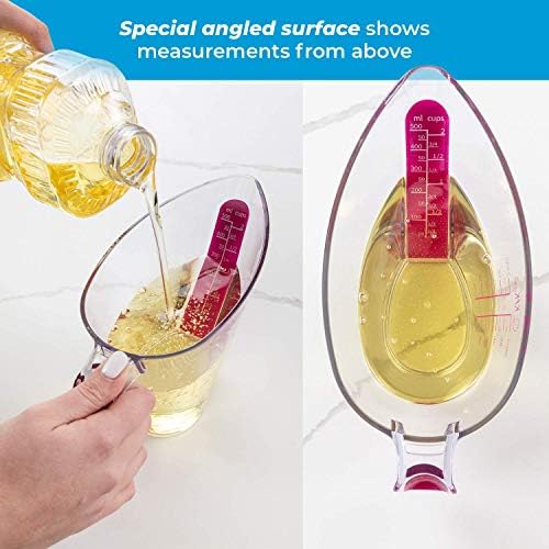 KPKitchen 4-Piece Angled Liquid Measuring Cups Plastic Set - BPA-Free Mini Oz, 1, 2 and 4 Plastic Measuring Cup Sizes - Measuring Cups For Liquids with ML & Cups Measures - Small & Large Measure Cup - Thumbnail 4