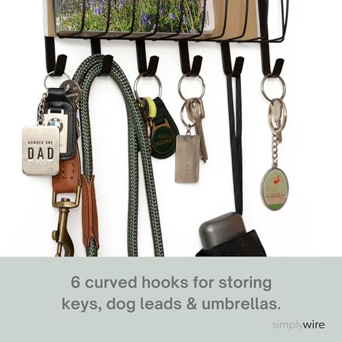simplywire – Letter and Key Holder - Wall Mounted – 6 Hooks - Matt Black - Cosy Home Interiors simplywire – Letter and Key Holder - Wall Mounted – 6 Hooks - Matt Black - Image 3