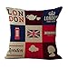 Hengjiang – Housse de coussin carrée motif britannique, Londres, Coton et lin, 15, 45 x 45 Centimeters