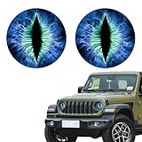 RGOAANC 2PCS Beast Eyes Headlight Decals, Automotive Decals, 3D Stereo Beast Eyes Stickers, Car Accessories Cool Body Window Bumper Decoration Stickers for Jeep Wrangler and Most Vehicles (Blue)