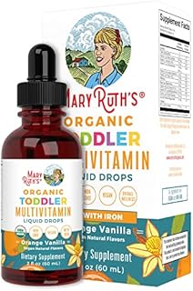 Multivitamin & Multimineral with Iron for Toddlers by MaryRuth's | USDA Organic | Sugar Free | Multivitamin Liquid Drops for Kids Ages 1-3 | Immune Support & Overall Wellness | Non-GMO | 2 Fl Oz