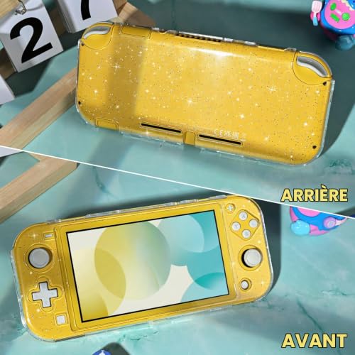 DLseego Coque de Protection pour Switch Lite,Clair Pailleté Enveloppe Complète Protecteur Cover Housse Anti-Rayures Antichoc Design Dur PC Coque Compatible avec Switch Lite,Transparent Cristal – vue 5