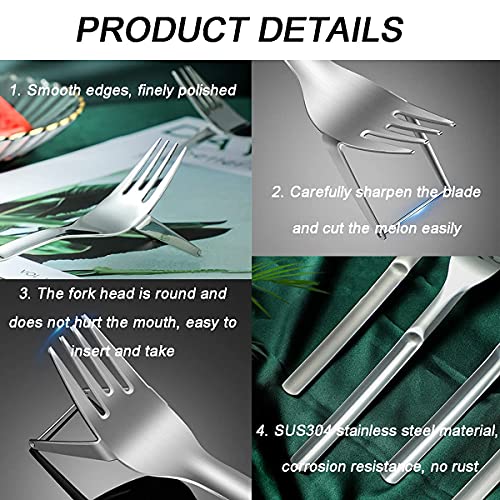 Watermelon Slicer Cutter 2 Pack, 2-In-1 Watermelon Fork Slicer, Summer Watermelon Cutting Artifact, Stainless Steel Fruit Forks Slicer Knife For Family Parties Camping #TOP3