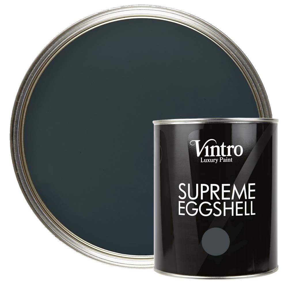 Vintro Paint | Eggshell Paint | for Walls | Wood | Trim | Satin Furniture Paint | Interior & Exterior Use. 1 Litre (Lowry Grey - Dark Grey)