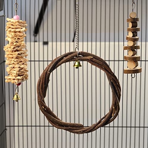 Limio 7 Pcs Bird Parrot Swing Chewing Toys Natural Wood Bird Perch Bird Cage Toys Suitable For Small Parakeets, Cockatiels, Conures, Finches,Budgie, Parrots, Love Birds #TOP2