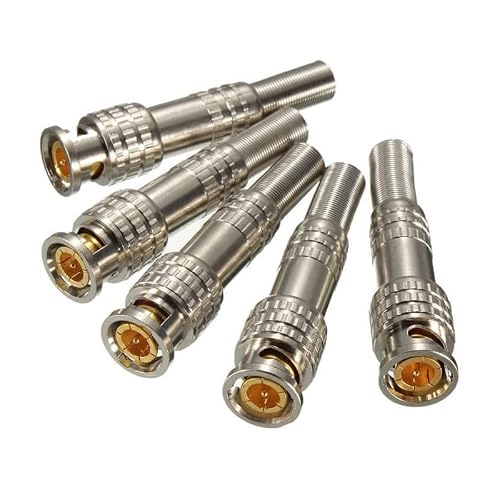 V-Fiabilidad 12 Pack Bnc Male Coaxial Connectors Rg59 Rg6 Coaxial Terminal Gold-Plated Screw On Brass Adapter For Cctv Home Security Surveillance Camera Rg59 Rg6 Video Transmission Coax Cables #TOP1