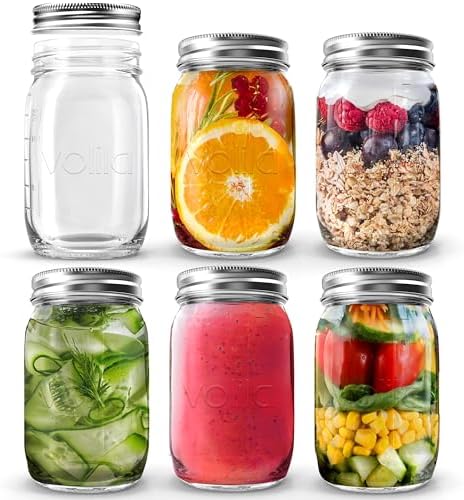 Volila Tarros De Cristal Con Tapa - 490ml Mason Jars Frascos De V...