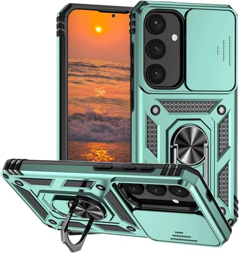 Handyhülle für Samsung Galaxy A54 5G Hülle mit Kameraschutz, Panzerhülle Schutzhülle Galaxy A54 5G mit 360° Metall Ring Ständer Military Stoßfest Bumper Hard Case Samsung A54 5G Cover (Grün)