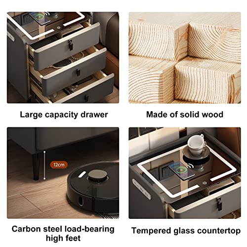 Table de chevet intelligente avec LED réglables et enceinte Bluetooth