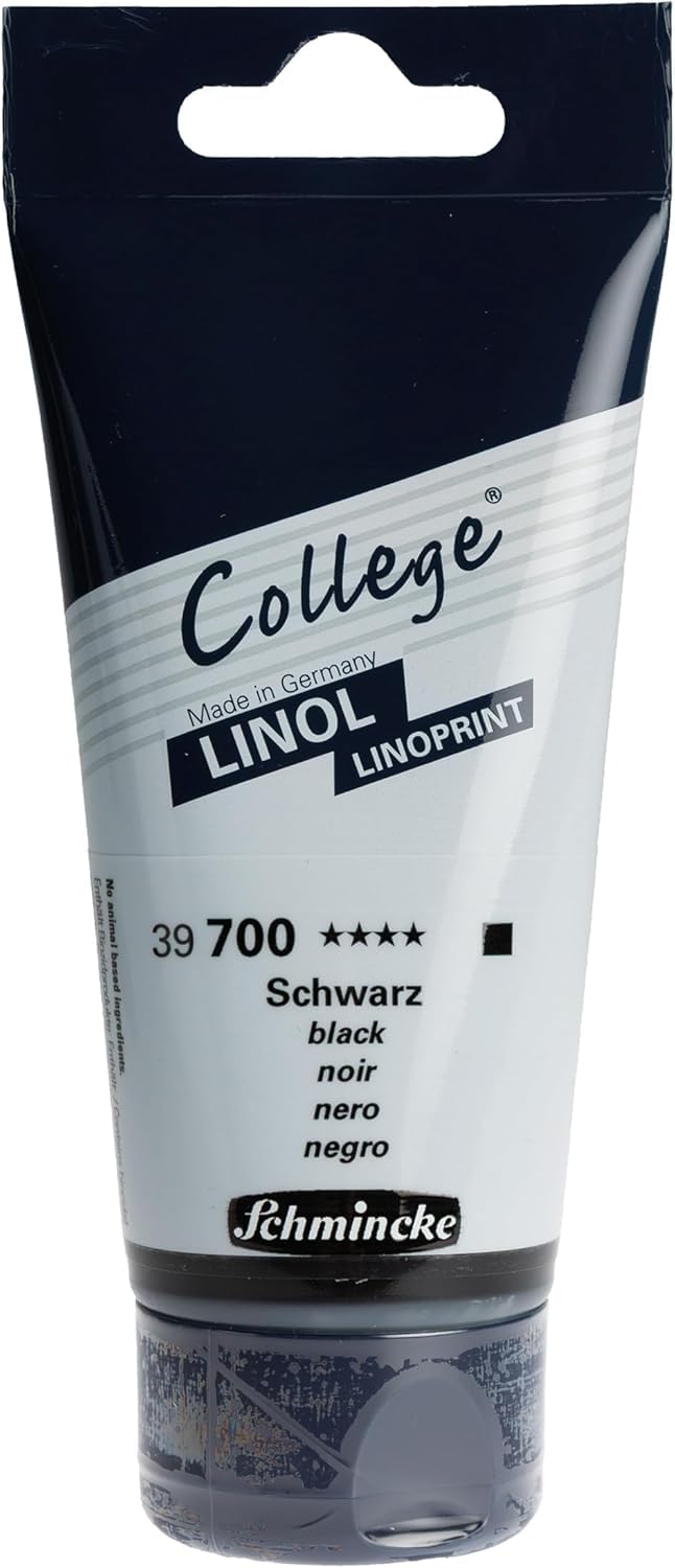 Schmincke - College® Linogravure, set d'impression linogravure avec 5 tubes en 75 ml, 84 001 097, encres d'impression linogravure pour artistes en qualité d'étude, encre d'impression linogravure à faible odeur, impression régulière.
