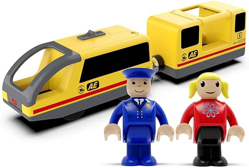 Miniatura 8 de Tren motorizado para pista de madera, tren de locomotora a pilas (conexión magnética), potente juego de tren bala de motor compatible con Thomas,