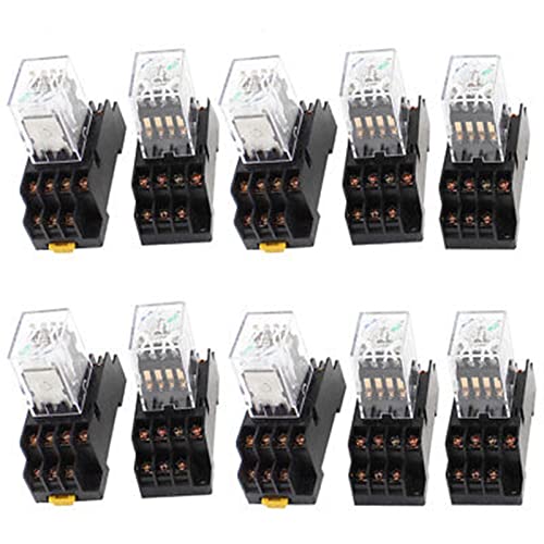 Relais puissance 220V CC compact 4PDT avec voyant LED verte témoin