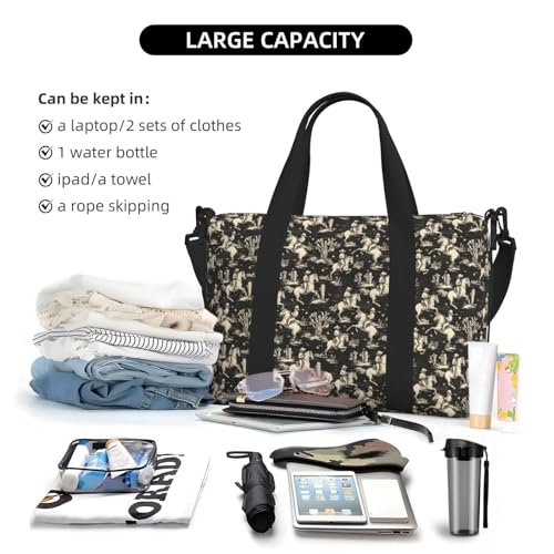 Travel Duffle Bags For Women Men - Western Cowboy White Horse Print Personal Item Weekender Overnight Gym Carry On Airport Tote Bag With Strap For Yoga, Travel, Business Trips4