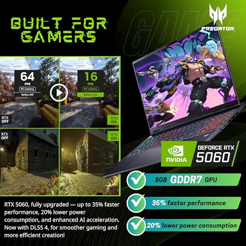 Image of Acer Predator Helios Neo 16S AI Gaming Laptop, 16 240Hz 2.5K OLED, Intel Core Ultra 9 275HX, NVIDIA GeForce RTX 5060, VR Ready, Copilot, Liquid Cooling, Black, Windows 11 Home(16GB DDR5 RAM | 1TB SSD)