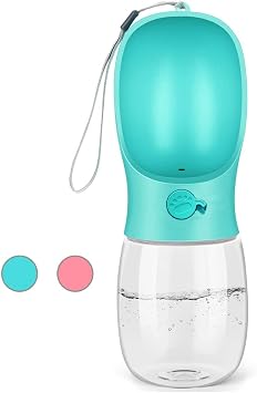 Kalimdor Dog Water Bottle, Leak Proof Portable Puppy Water Dispenser with Drinking Feeder for Pets Outdoor Walking, Hiking, Travel, Food Grade Plastic 12oz Blue