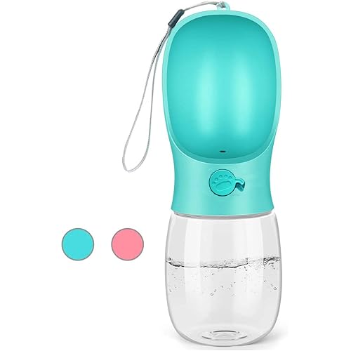 Kalimdor Dog Water Bottle, Leak Proof Portable Puppy Water Dispenser with Drinking Feeder for Pets Outdoor Walking, Hiking, Travel, Food Grade Plastic (12oz Blue)