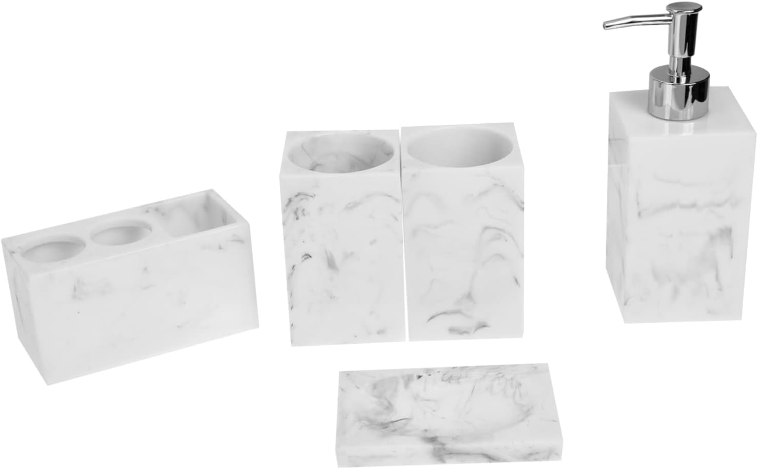 PRETYZOOM Bathroom Accessories Over Toilet Organizer Marble Toothbrush Holder Lotion Bottle Tooth Brushing Cup