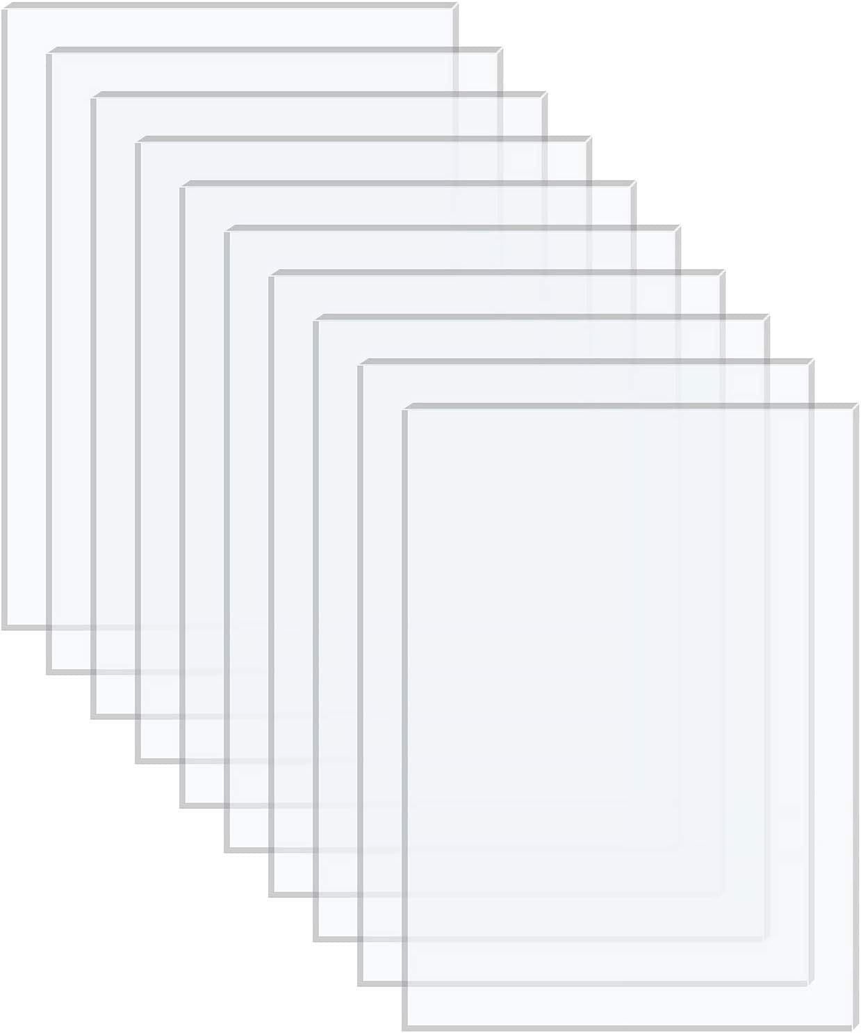 10 Pieces 8 X 10 X 0.043 (Actual Thickness 1.0Mm -1.2Mm) Acrylic Sheets Clear Extruded Plexiglass For Picture Frame Glass Replacement, Projects Display, Painting (8 Inch X 10 Inch)