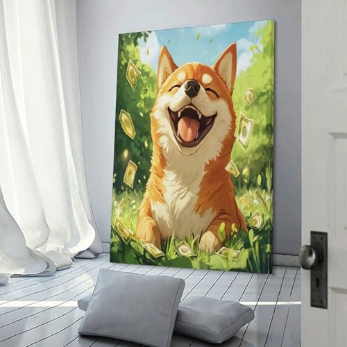 Impression sur toile Akita art mural haute définition sur support canva durable