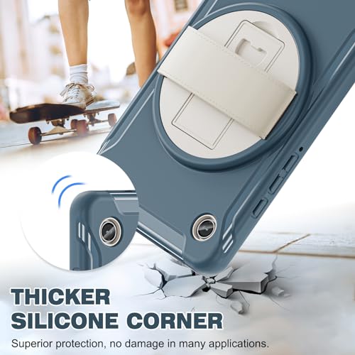 Coque Samsung Galaxy Tab A9 antichoc bleu avec dragonne rotative 360 et support intégré - 2