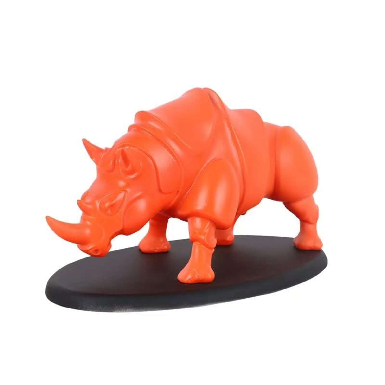Yofab Office Cubicle Decor Creative Decorative Resin Rhino Figurine Sculpture Decor 3 Colors to Choose Coffee Table Centerpiece(Orange)