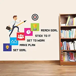 StickMe 'Career - Reach Goal - Office Inspirational Motivation Wall Sticker ' -SM717 (Multi Colour, Vinyl - 90cm X 60 cm)