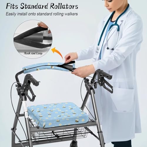 Image of Bee Rollator Accessories for Ladies Universal Walkers Seat Covers Cute Walkers for Seniors with Seat Covers Blue