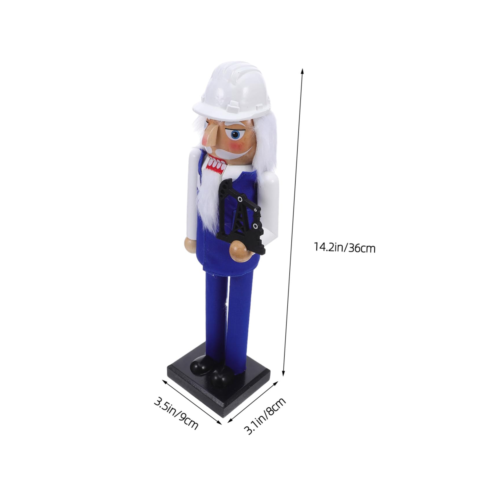 Decorazione Natalizia Soldatino Ingegnere del Petrolio in Legno Pupazzo Schiaccianoci Dipinto a Mano Statua da Tavolo per Festa di Natale e Ornamentazione Festiva Blu